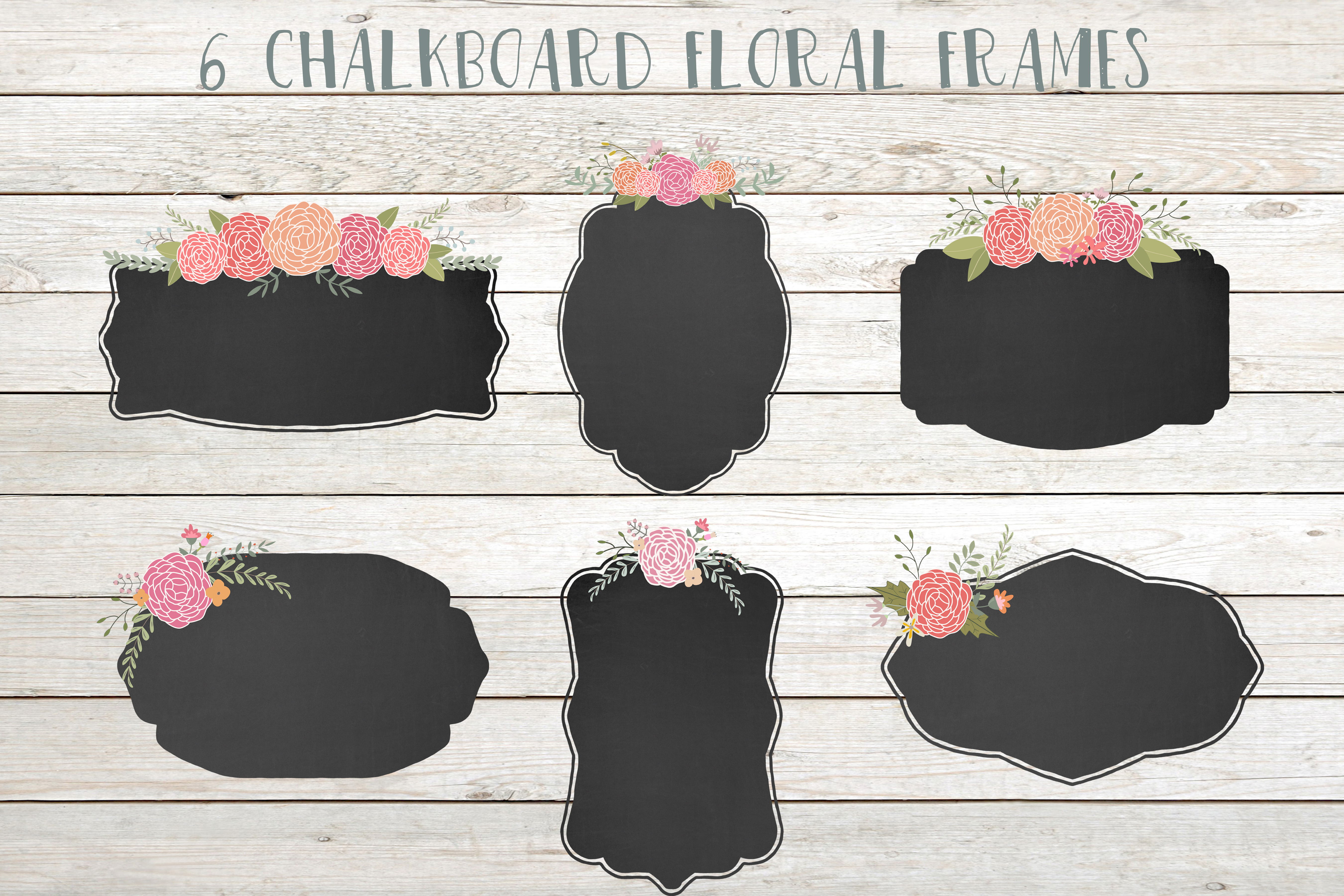 Chalkboard floral frames clip art ~ Illustrations on Creative Market