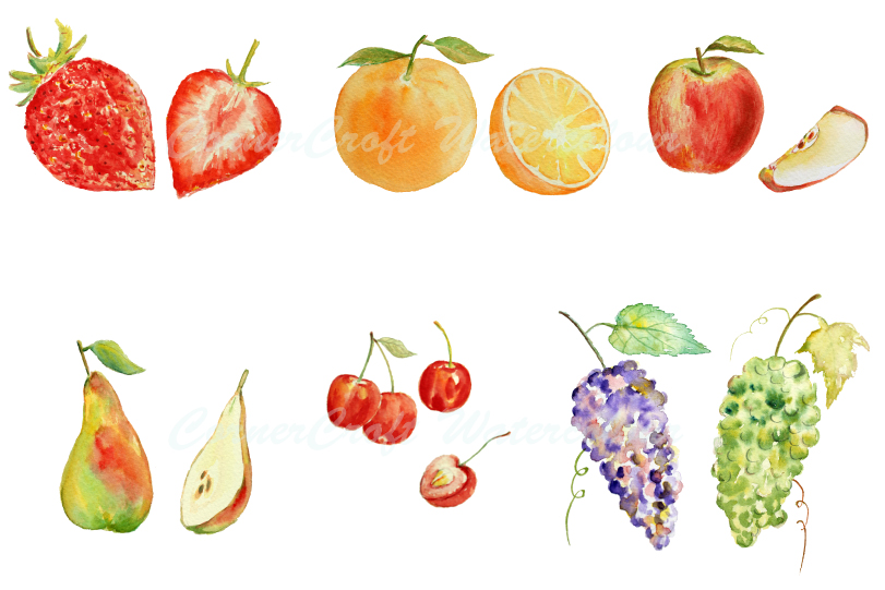 Watercolor Fruit Clipart - Set 1 ~ Illustrations on ... (811 x 541 Pixel)
