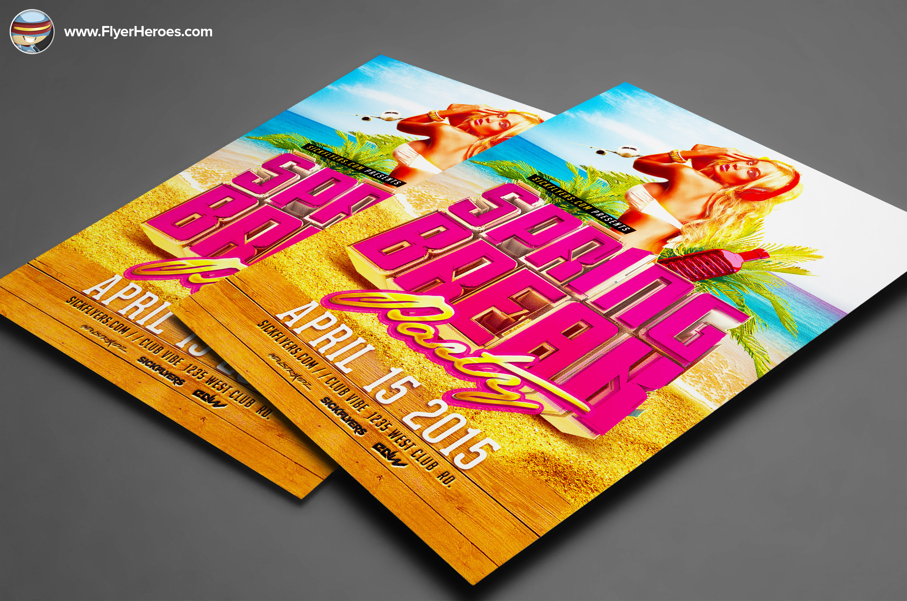  3D  Spring Break Flyer  Template  Flyer  Templates  on 