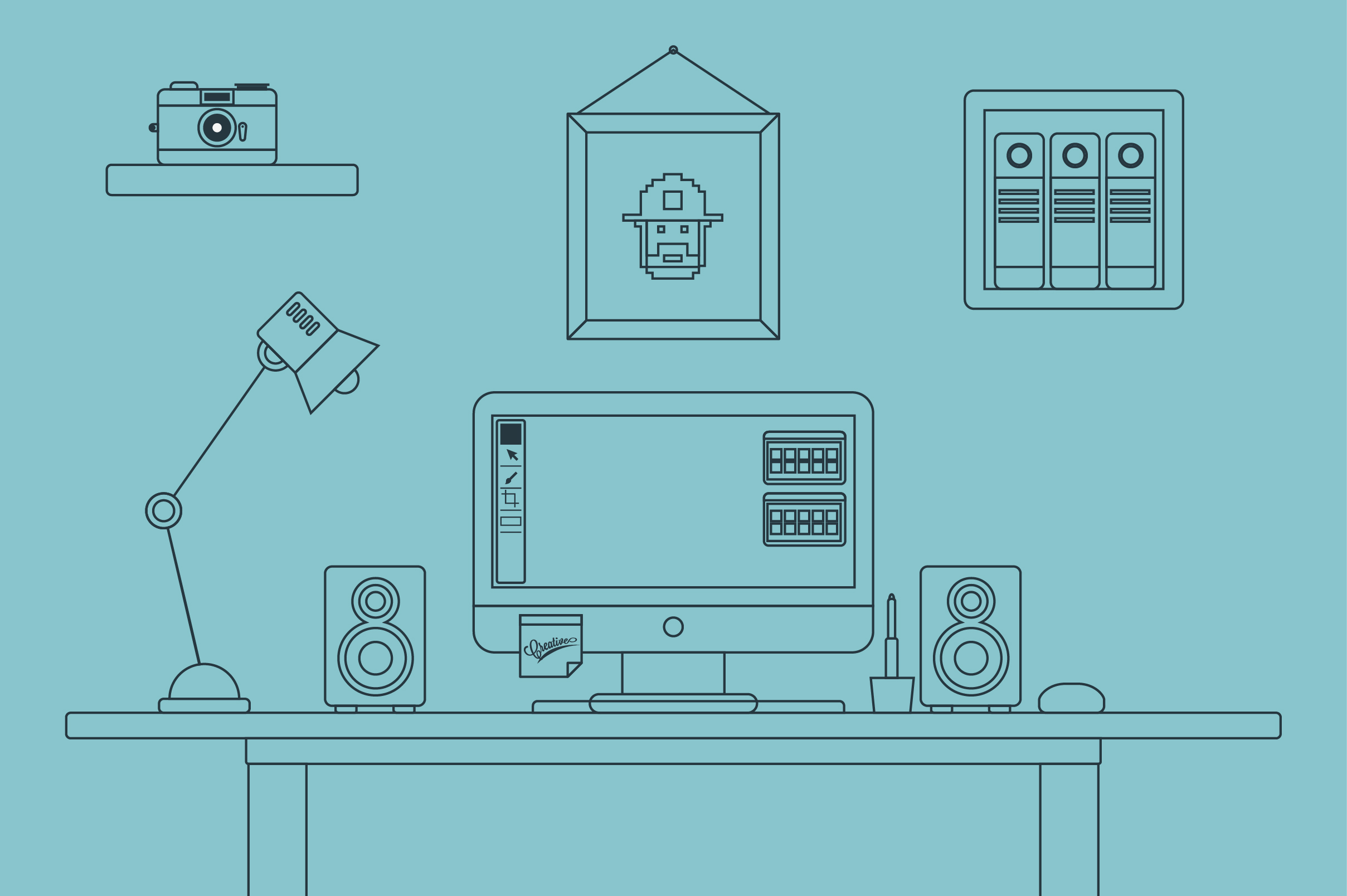 Flat Design Office Desk ~ Illustrations on Creative Market