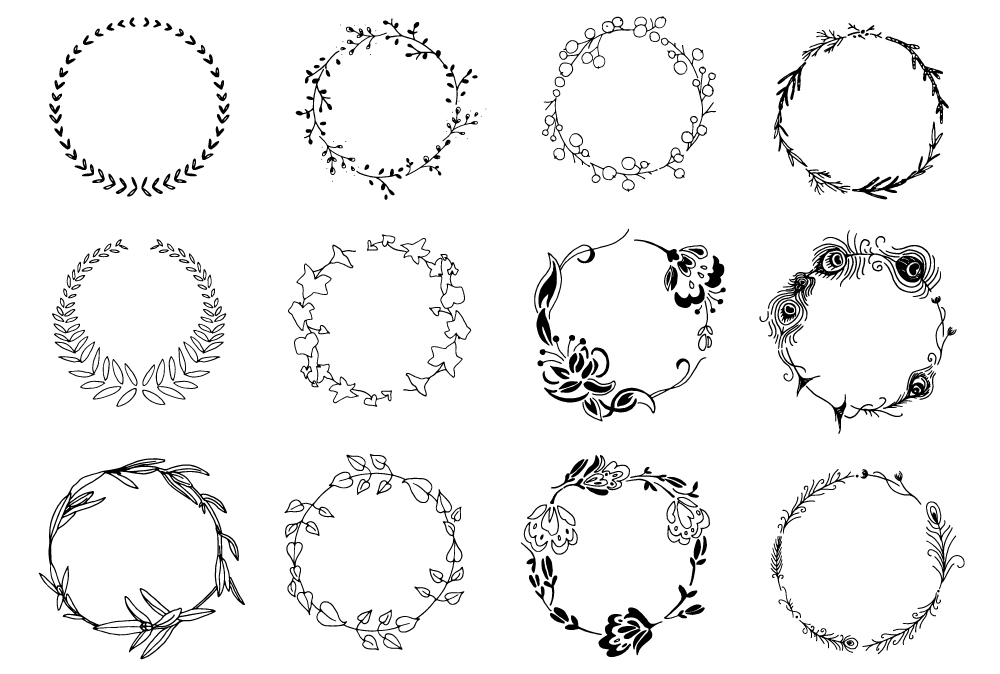 Hand Drawn Wreaths Flowers Vectors ~ Illustrations on Creative Market