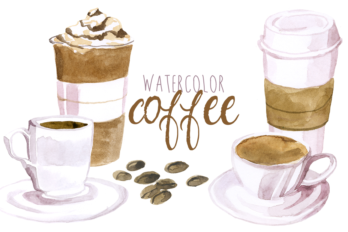 Watercolor Coffee Illustrations on Creative Market