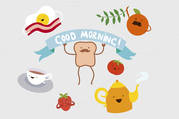Breakfast characters ~ Illustrations on Creative Market