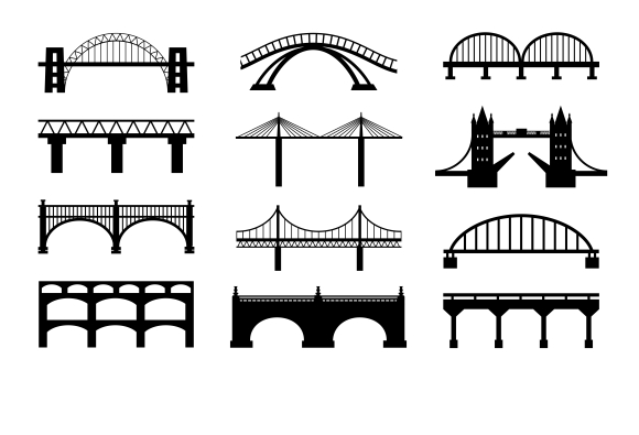 Vector bridges silhouettes icons ~ Icons on Creative Market