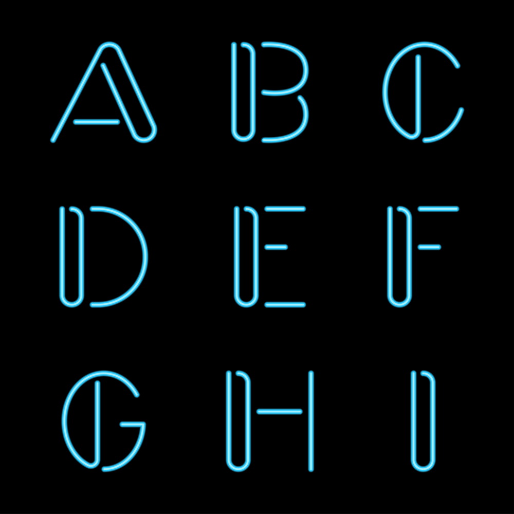 vector neon letters alphabet illustrations on creative neon letters