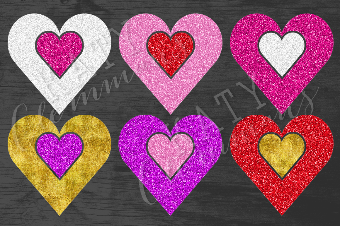 Glitter Hearts clip art pack ~ Illustrations on Creative Market