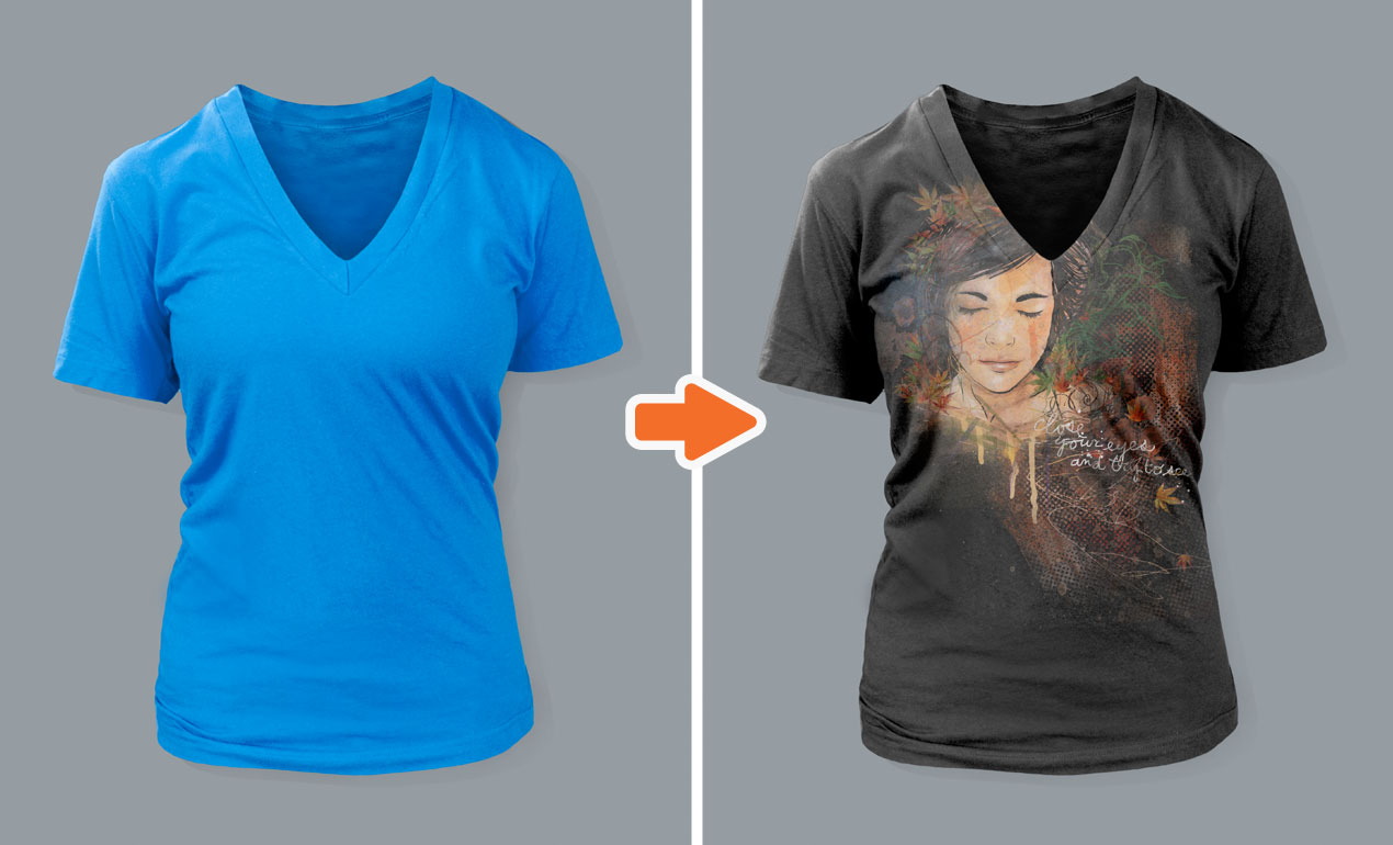 Download Ladies Deep V-Neck T-Shirt Mockups ~ Product Mockups on ...
