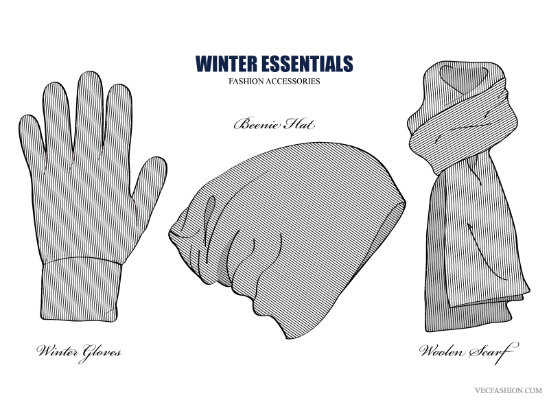 Winter Essential Fashion Accessories Illustrations on Creative Market
