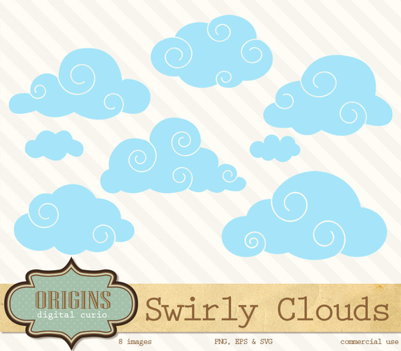 Swirly Clouds Clip Art ~ Illustrations on Creative Market