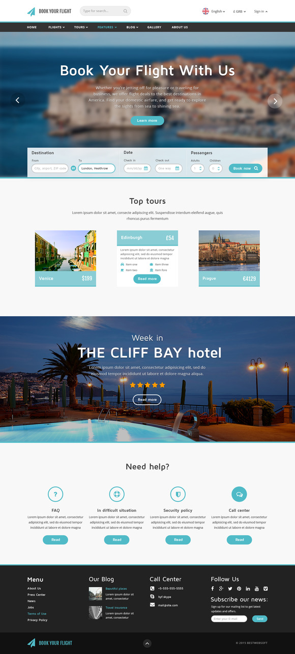 Book Your Flight - Booking Template ~ Website Templates on