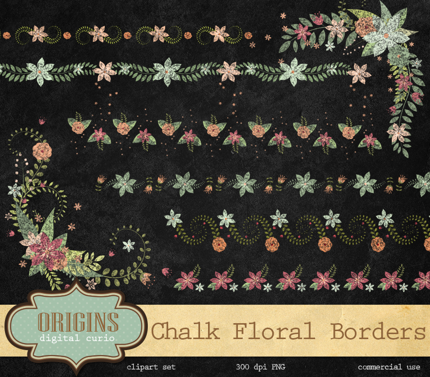 Chalk Floral Borders and Corners Illustrations on Creative Market