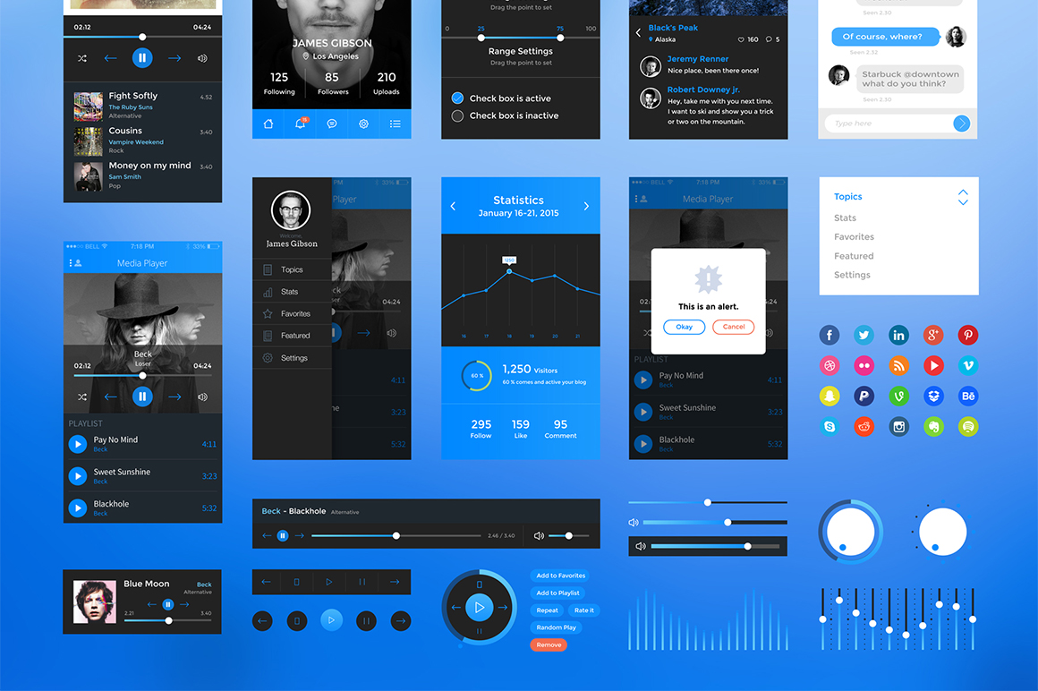 iPhone 6 Media Player UI Kit ~ Web Elements on Creative Market