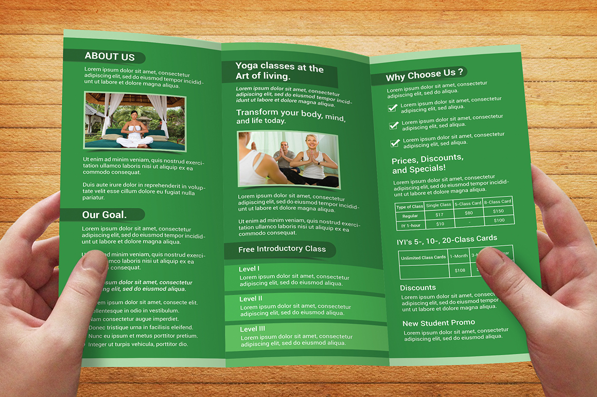 yoga tri fold brochure brochure templates on creative market yoga brochure