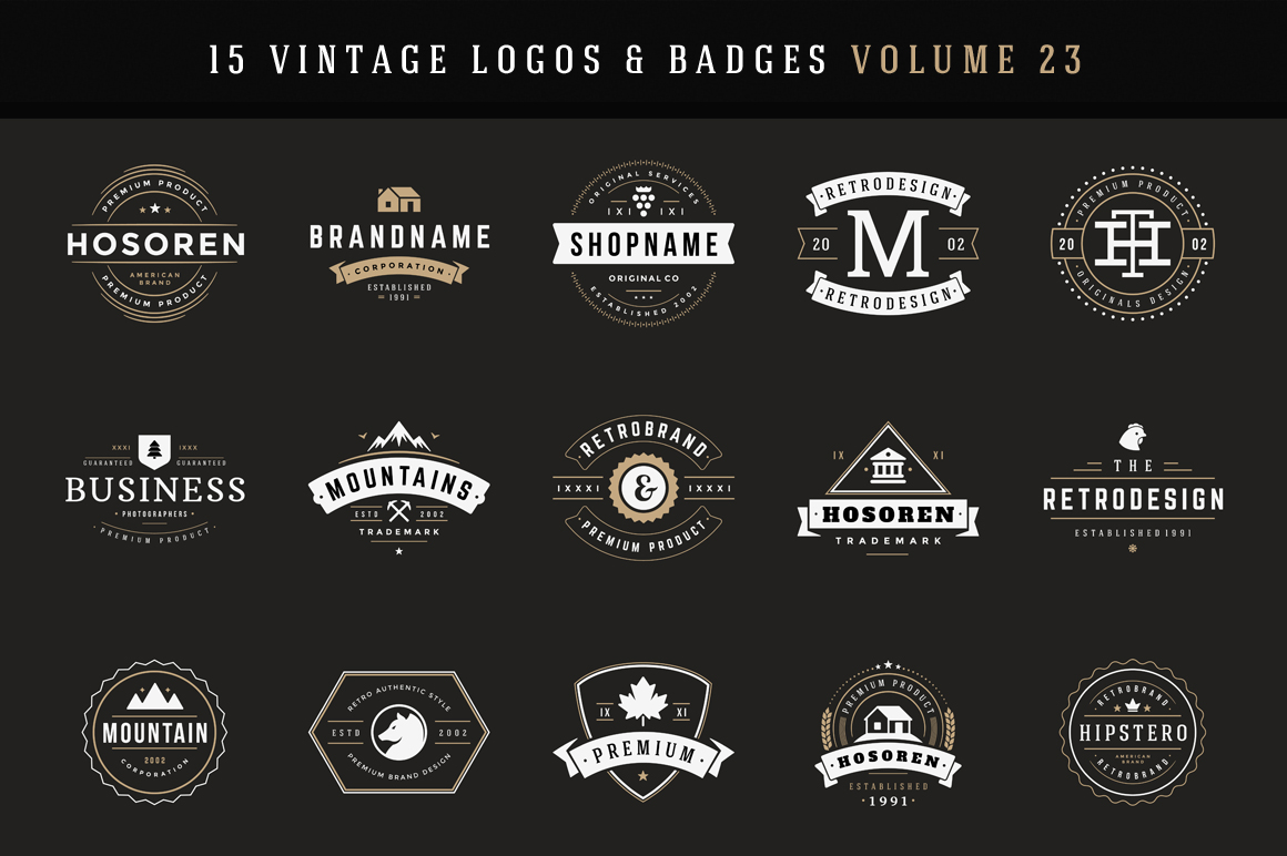 20% Off - 15 Retro Vintage Logotypes ~ Logo Templates on Creative Market