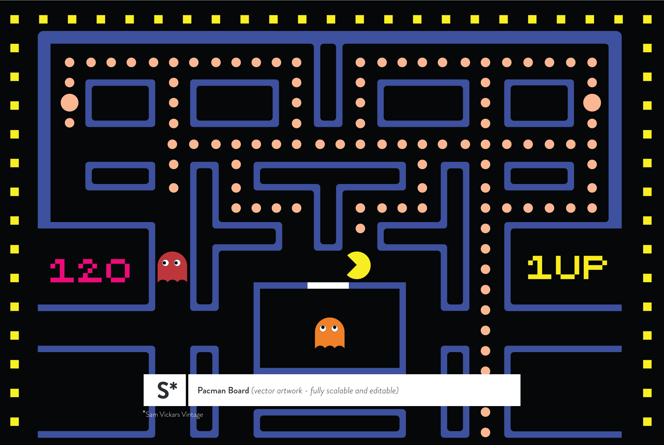 Retro Pacman Vector ~ Graphics on Creative Market