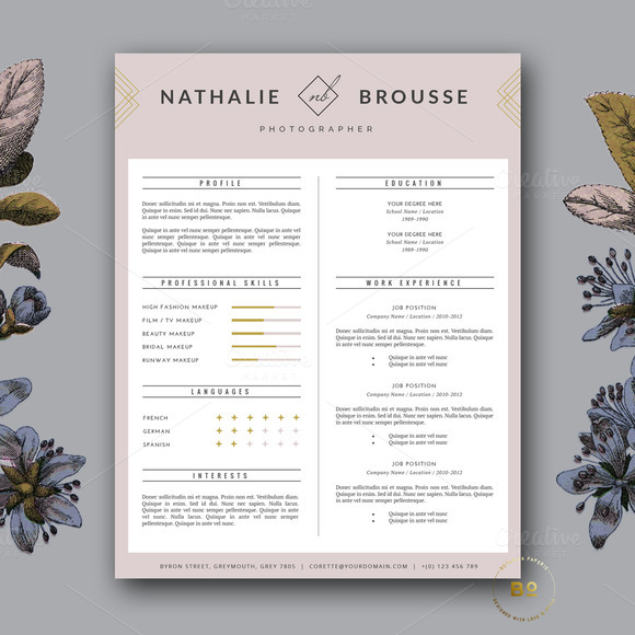 feminine modern cv template word free download feminine modern cv template word free download