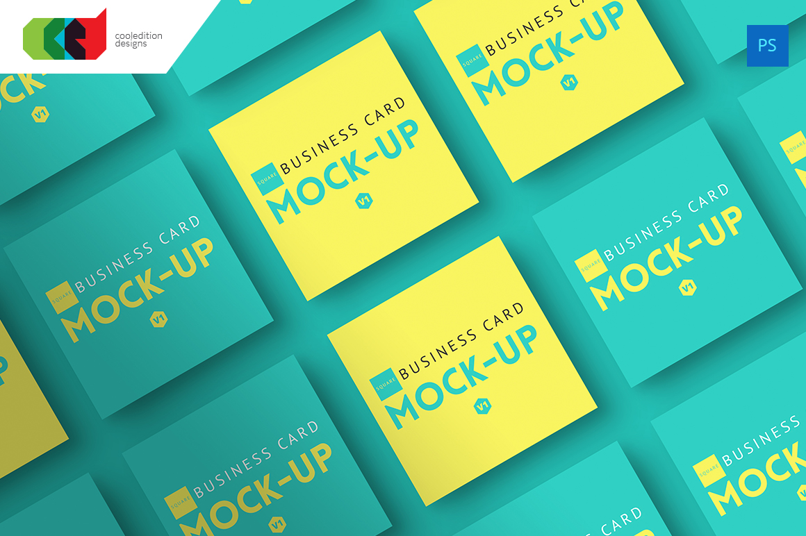 Download Square - Business Card Mock-Up V1 ~ Product Mockups on ... PSD Mockup Templates