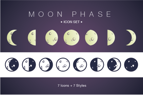 Moon Phase icon set ~ Icons on Creative Market