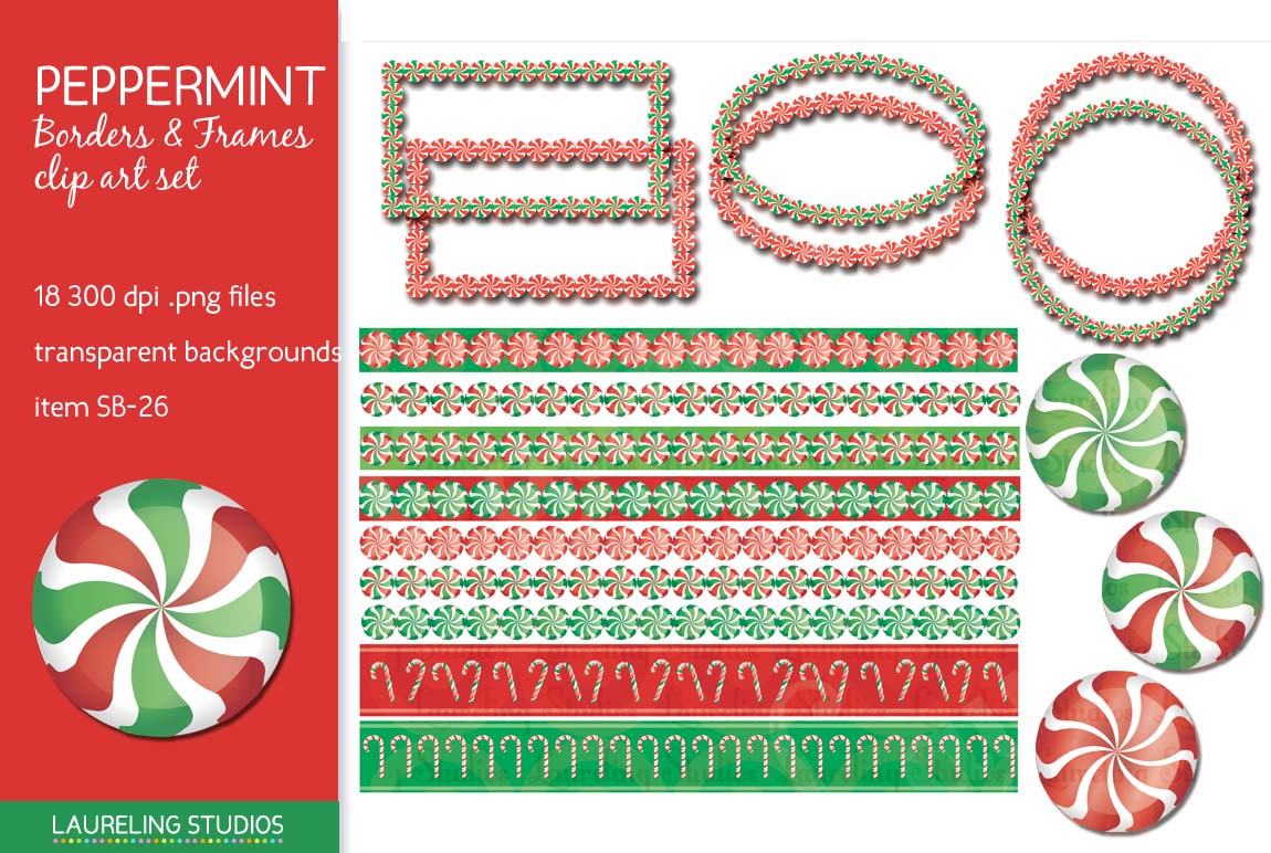 Peppermint clipart borders & frames Illustrations on Creative Market
