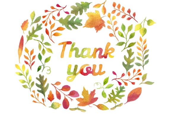 "Thank you" in autumn leaves wreath ~ Illustrations on 