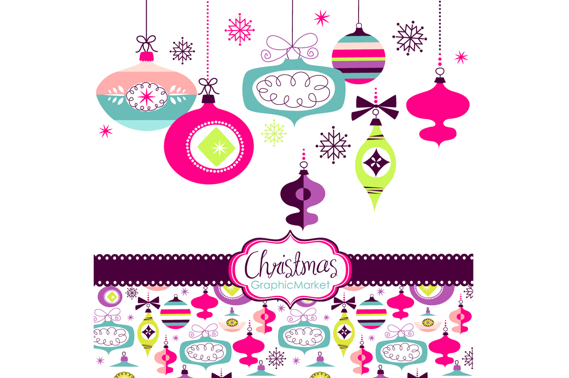 Christmas Clip Art, ornaments, balls ~ Illustrations on Creative Market