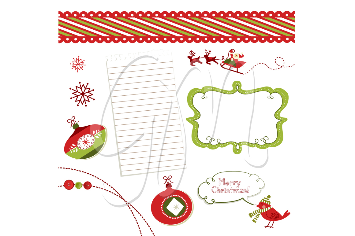 Christmas Scrapbook Embellishments Illustrations on Creative Market