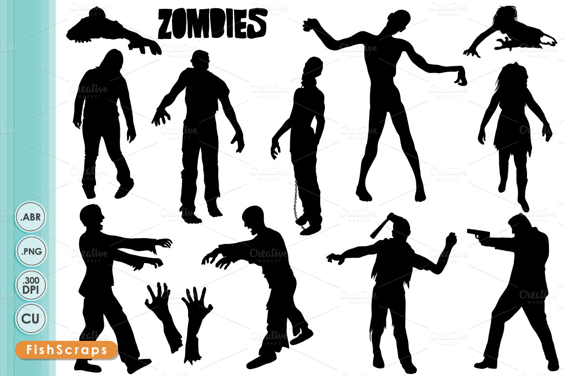 Zombie ClipArt Silhouettes Illustrations on Creative Market