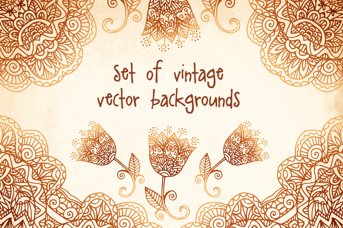 Download Set of 6 vintage vector backgrounds ~ Patterns on Creative Market