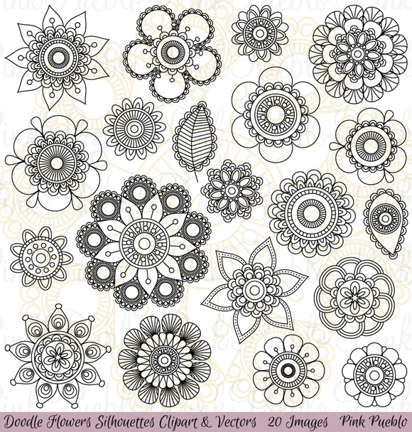 Doodle Flowers Clipart and Vectors ~ Illustrations on Creative Market