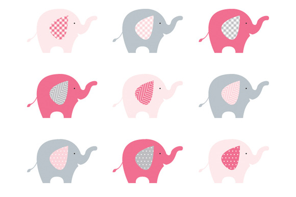 free pink and grey elephant clipart - photo #19
