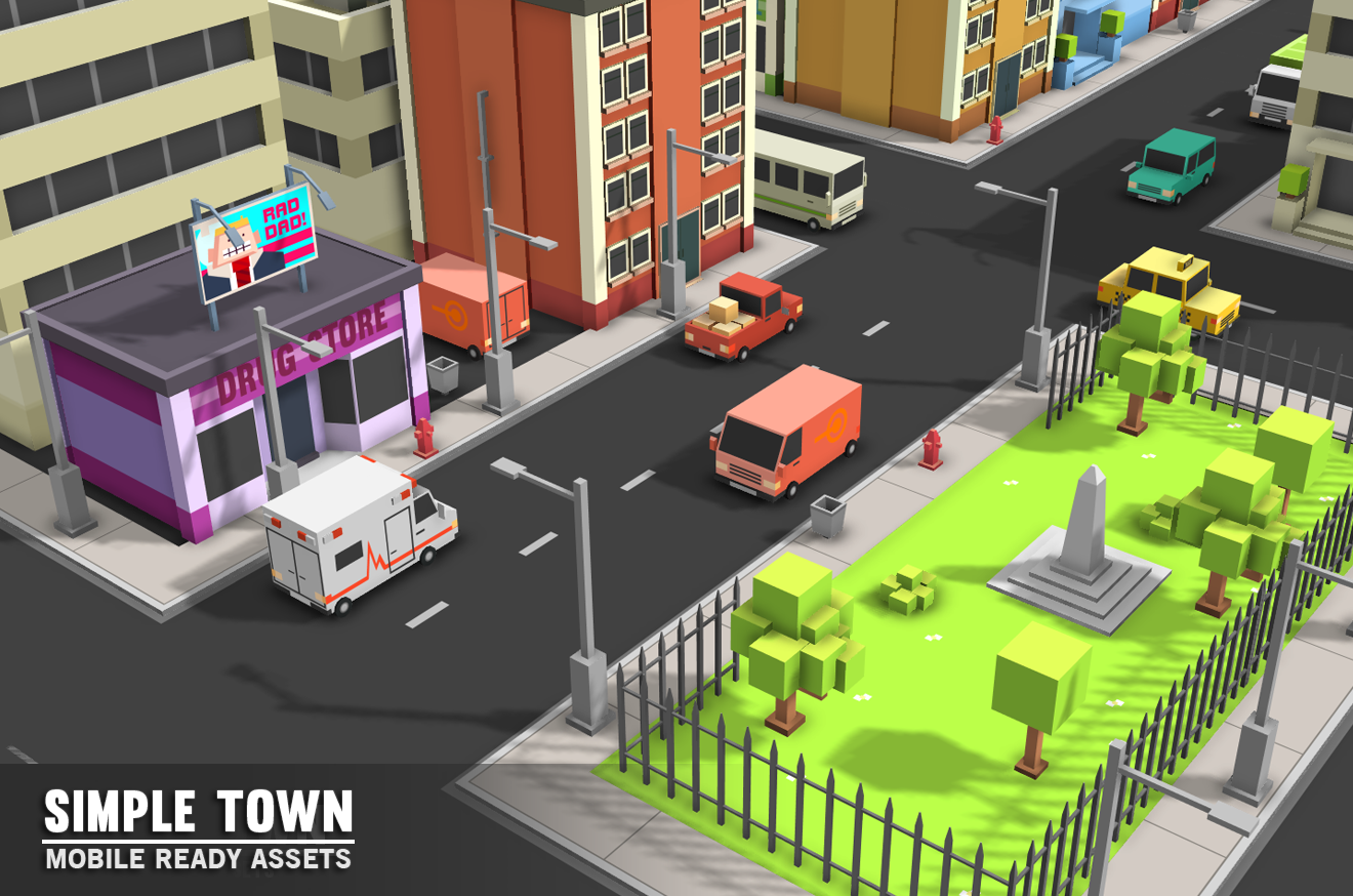 Simple Town - Cartoon City Assets ~ Environment on Creative Market