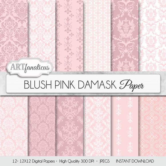 BLUSH PINK DAMASK Patterns on Creative Market