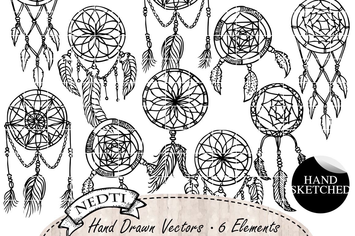 Dream Catchers Doodle Clipart Illustrations on Creative Market