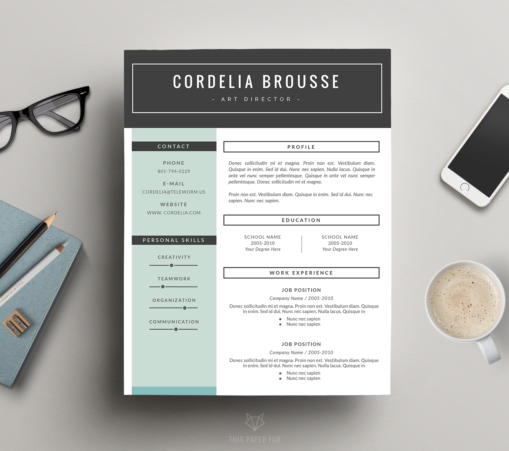 Resume Template 3 Pages, CV Template ~ Resume Templates on ...