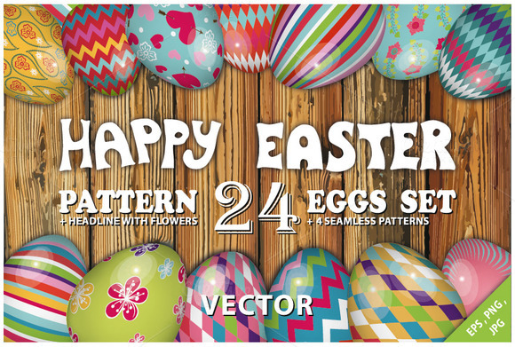 Easter pattern eggs set 01.Vector