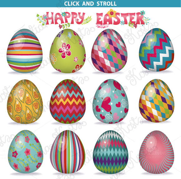 Easter pattern eggs set 01.Vector - Illustrations - 2