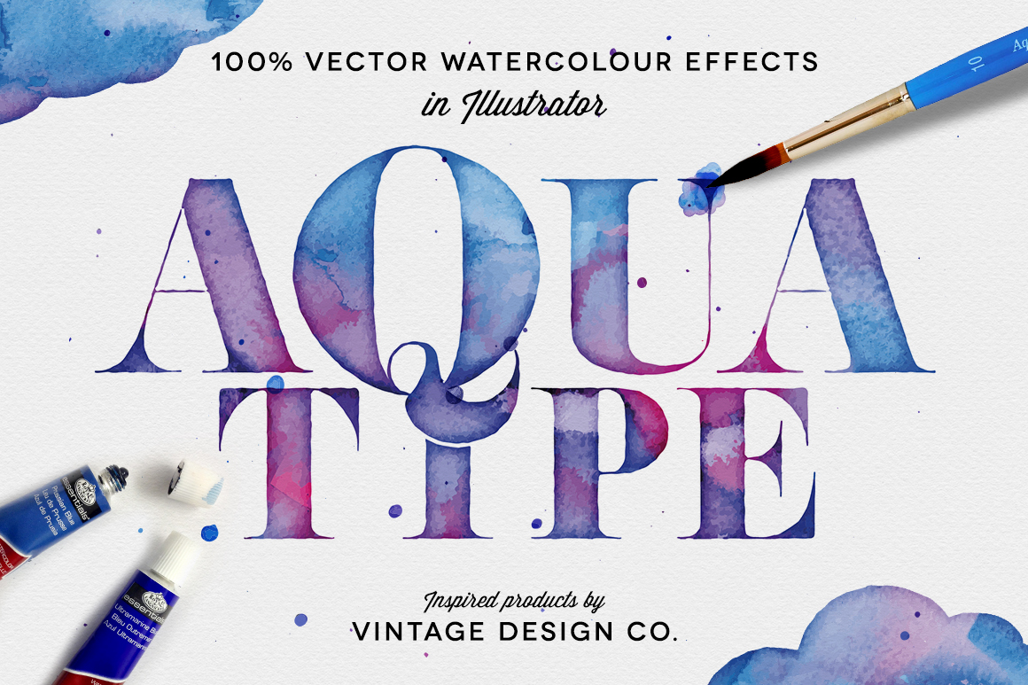 Download AquaType - Vector Watercolor Effects ~ Actions on Creative Market