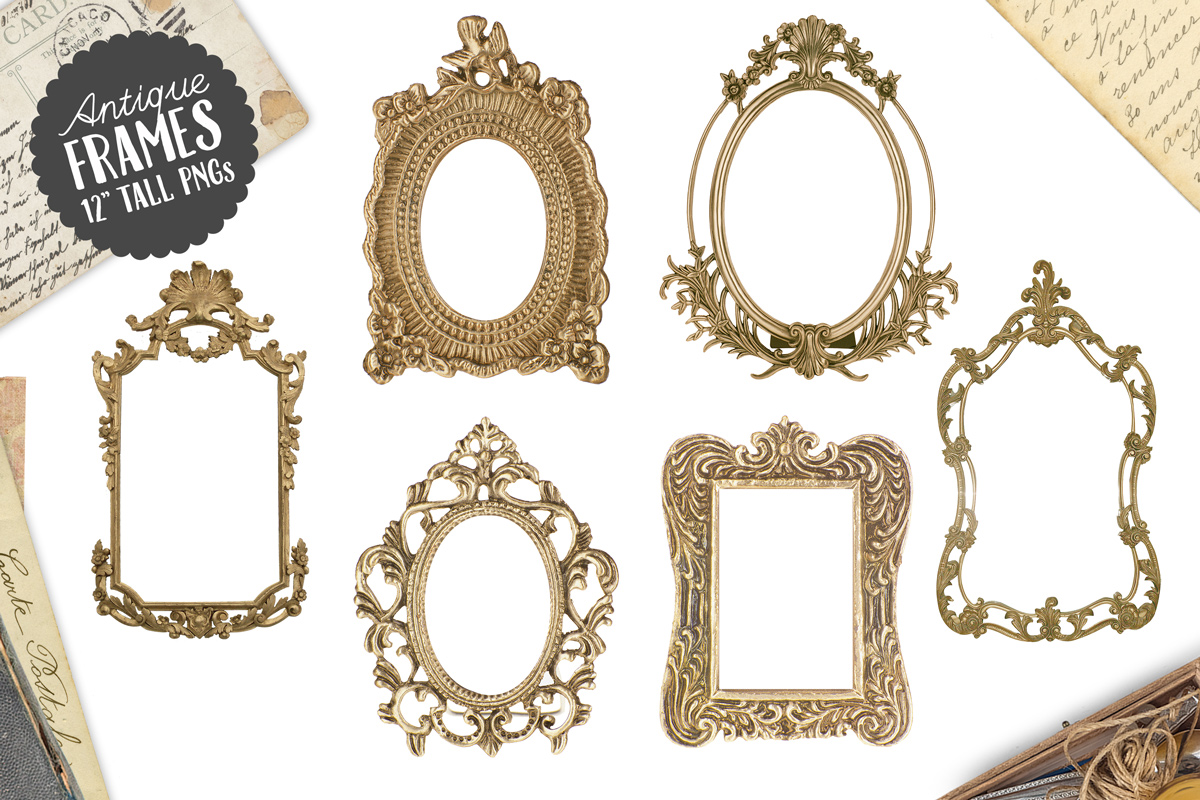 6 Antique Gold Frame Graphics PNG ~ Graphics on Creative ...