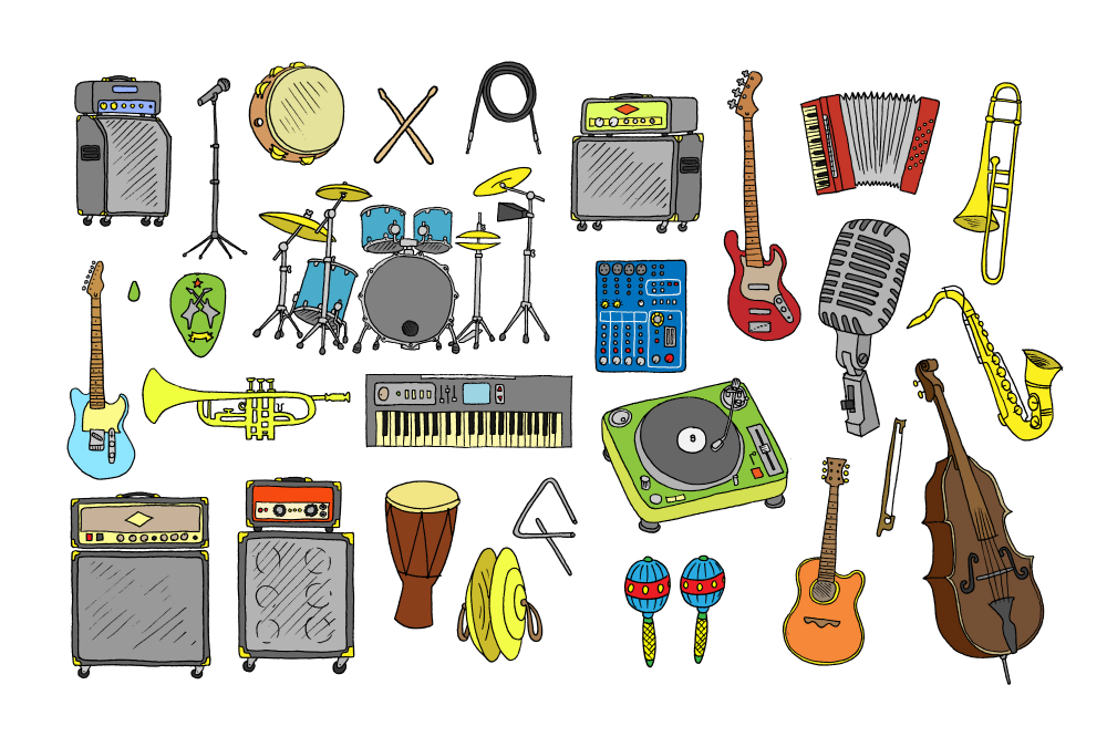 Music Instruments Doodle Set Illustrations on Creative Market