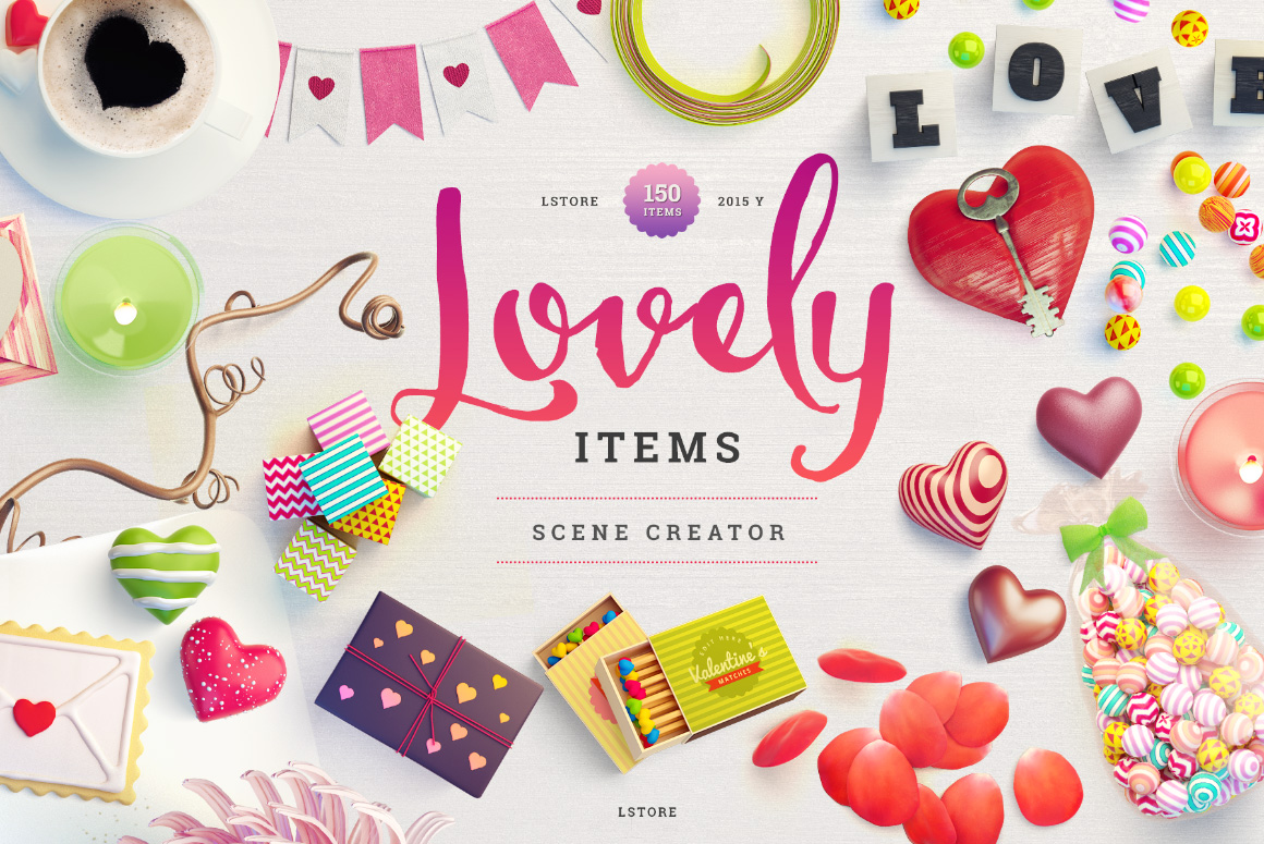 Download Lovely Items Scene Creator ~ Product Mockups on Creative Market