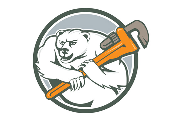 Polar Bear Plumber Monkey Wrench Cir ~ Illustrations on Creative Market