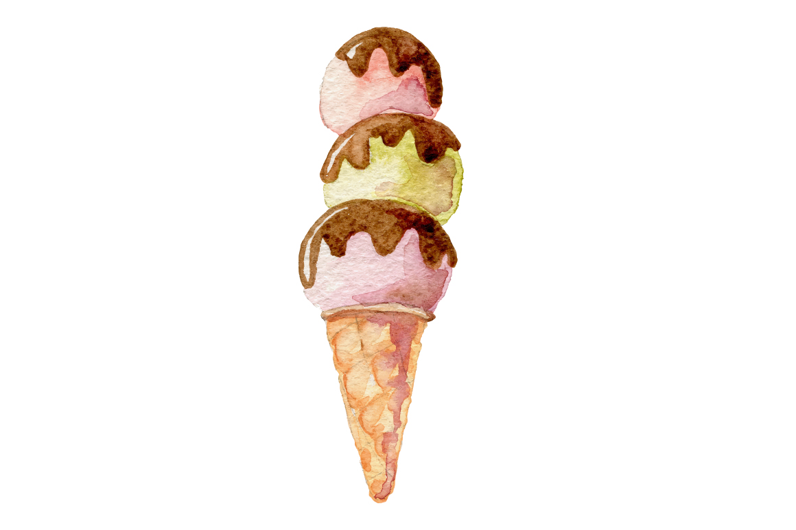 4 Watercolor ice creams, vectorized. ~ Illustrations on Creative Market