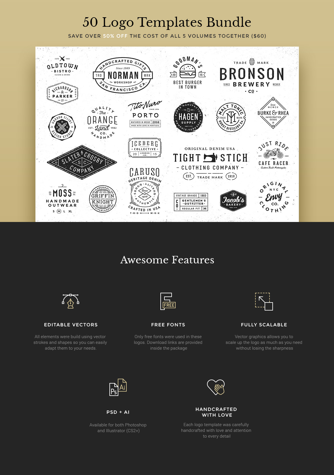 50 Logo Templates Bundle ~ Logo Templates on Creative Market