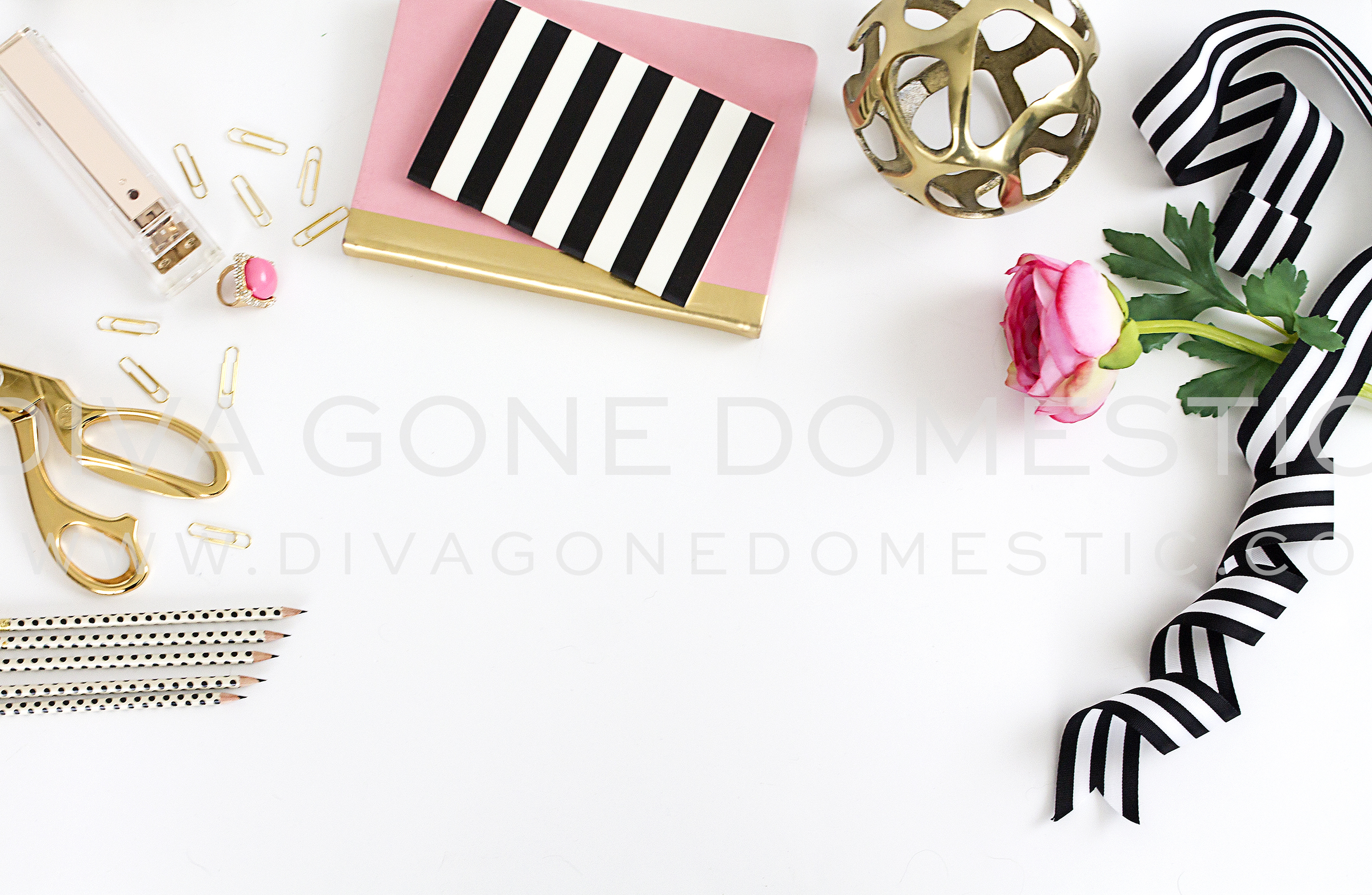 Styled Desk Top Chic Pink Office Product Mockups on