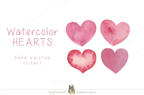 watercolor heart clipart - photo #37