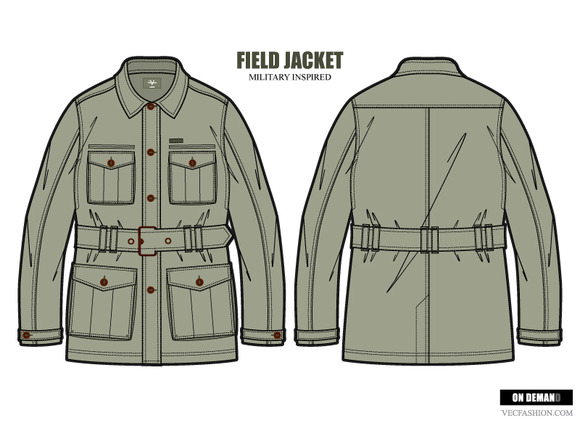 Men Field Jacket Fashion Template  Illustrations on 