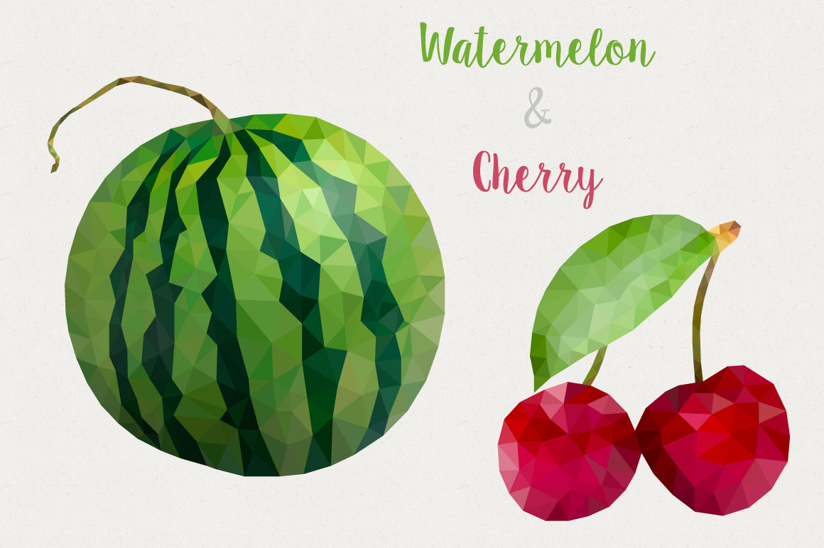 Geometric fruit set Objects on Creative Market