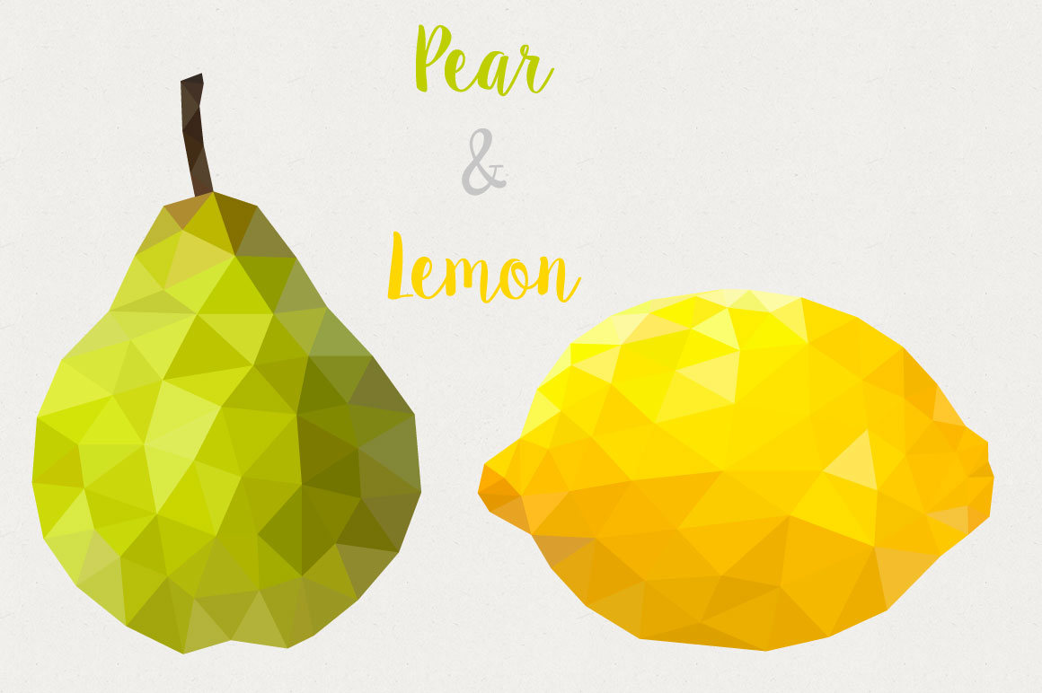 Geometric fruit set Objects on Creative Market
