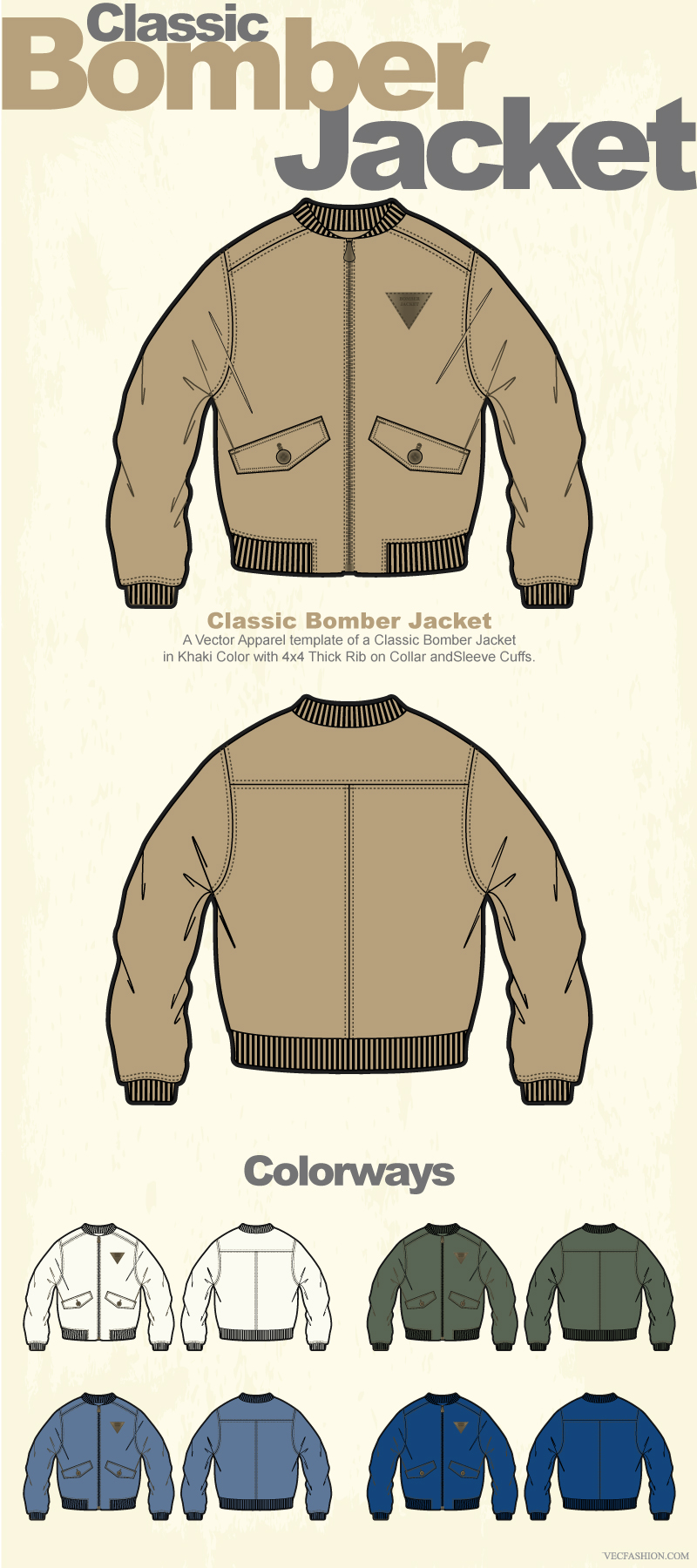 Men Classic Bomber Jacket Vector ~ Illustrations on Creative Market