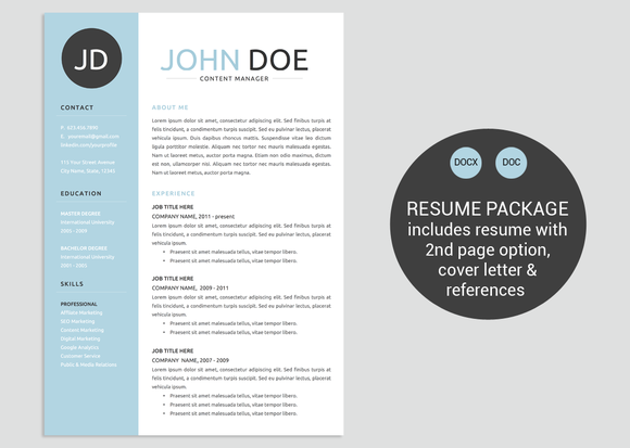 Classic Blue Word Resume Template ~ Resume Templates on Creative Market